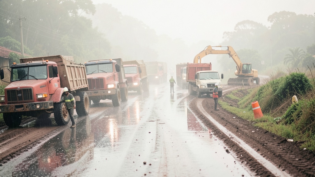 Alausí: Lluvias bloquean vía hacia El Triunfo y activan maquinaria caminera