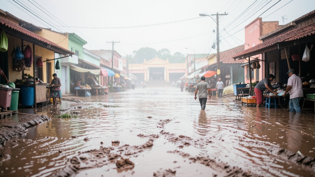 El Triunfo: Nueve horas de lluvia inundaron calles y bloquearon el acceso al mercado central