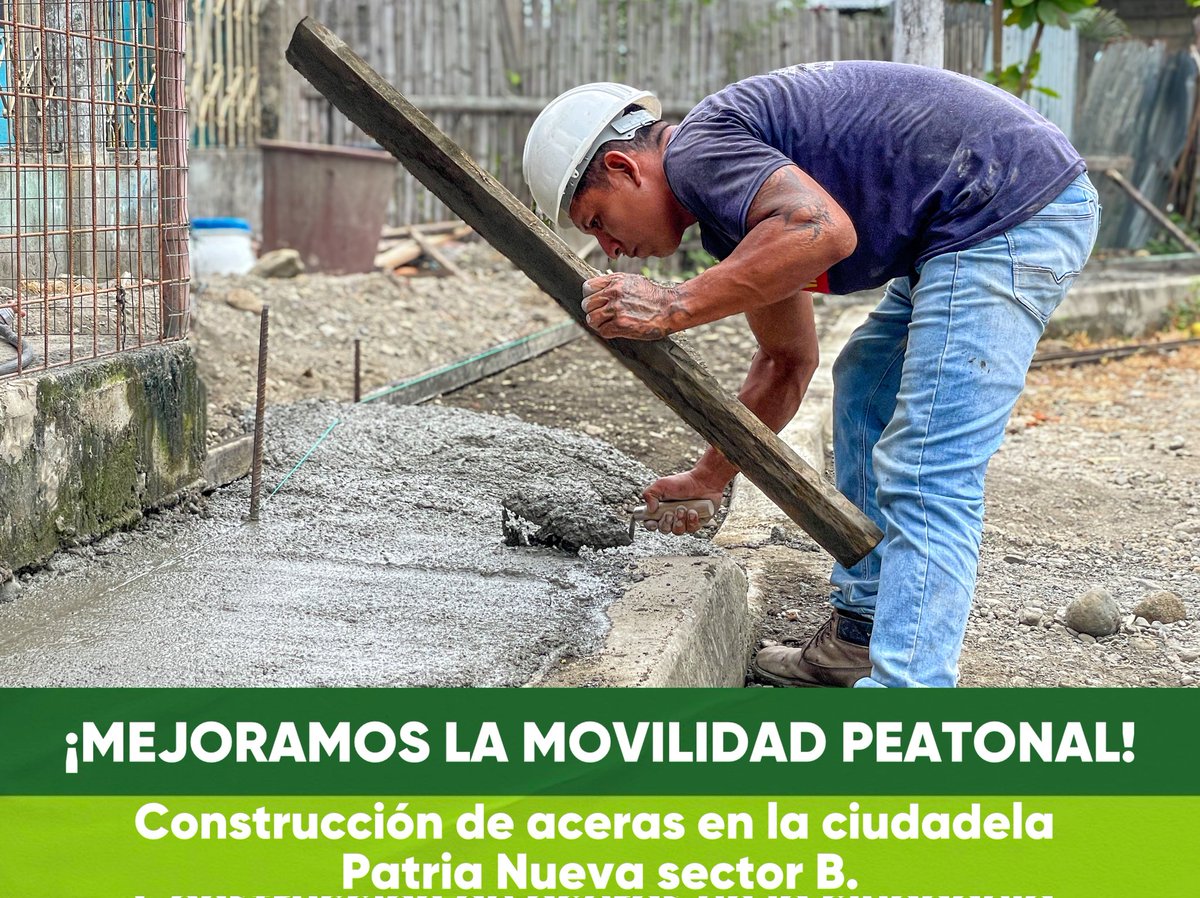 El Triunfo: Avanza construcción de acera en Patria Nueva para mejorar movilidad peatonal