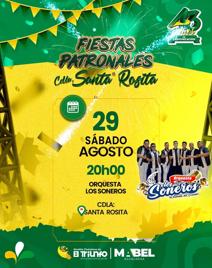 La Orquesta Los Soneros amenizará este sábado el Parque Santa Rosita de El Triunfo