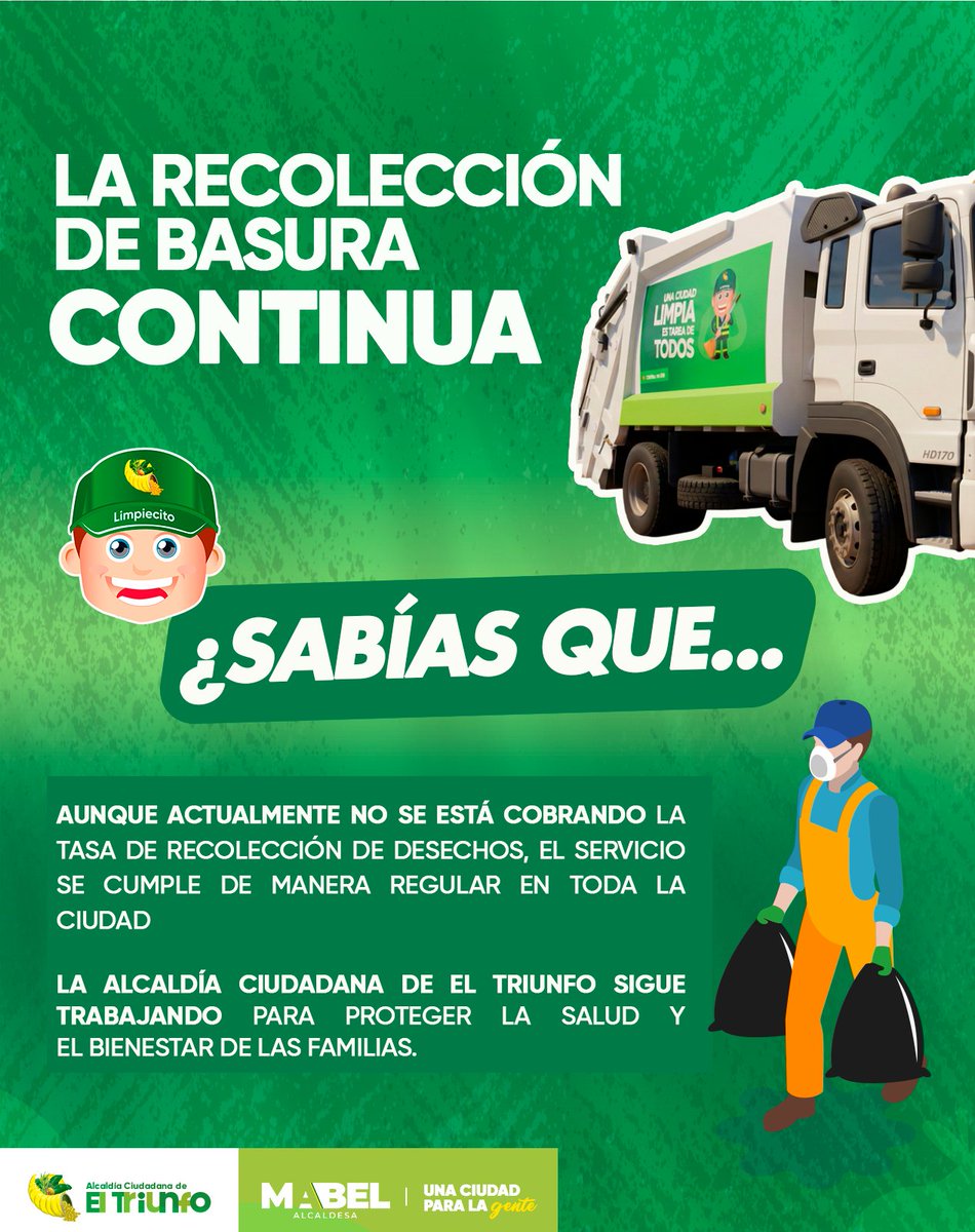 El Triunfo mantiene limpieza urbana para garantizar el bienestar familiar