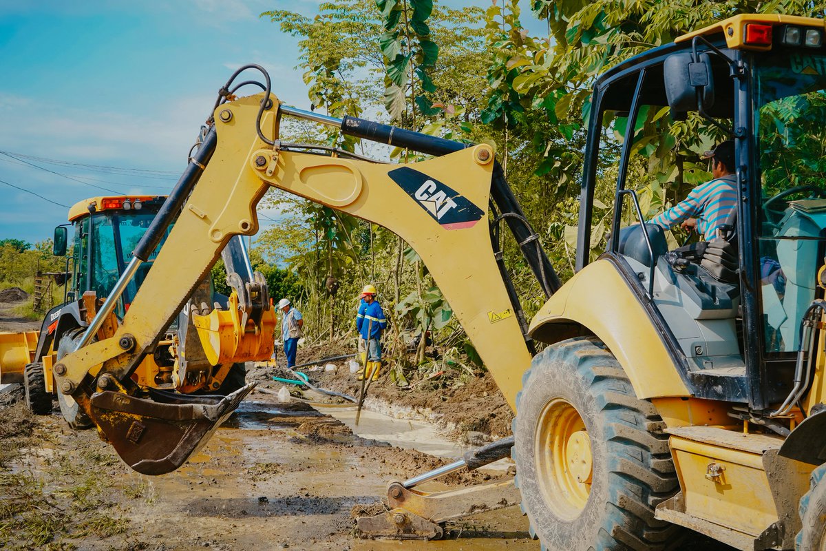 El Triunfo: Inician obras del tubo matriz para agua potable en el casco sur